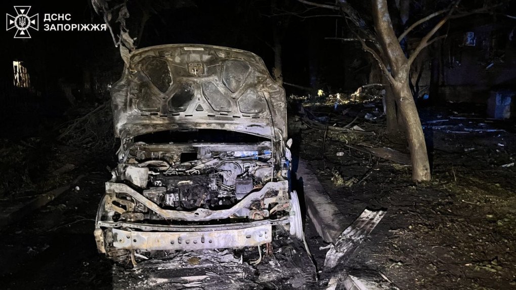 A damaged car in the aftermath of the Russian attack on Zaporizhzhia, Ukraine, on September 23, 2024. (Source: State Emergency Service of Ukraine)