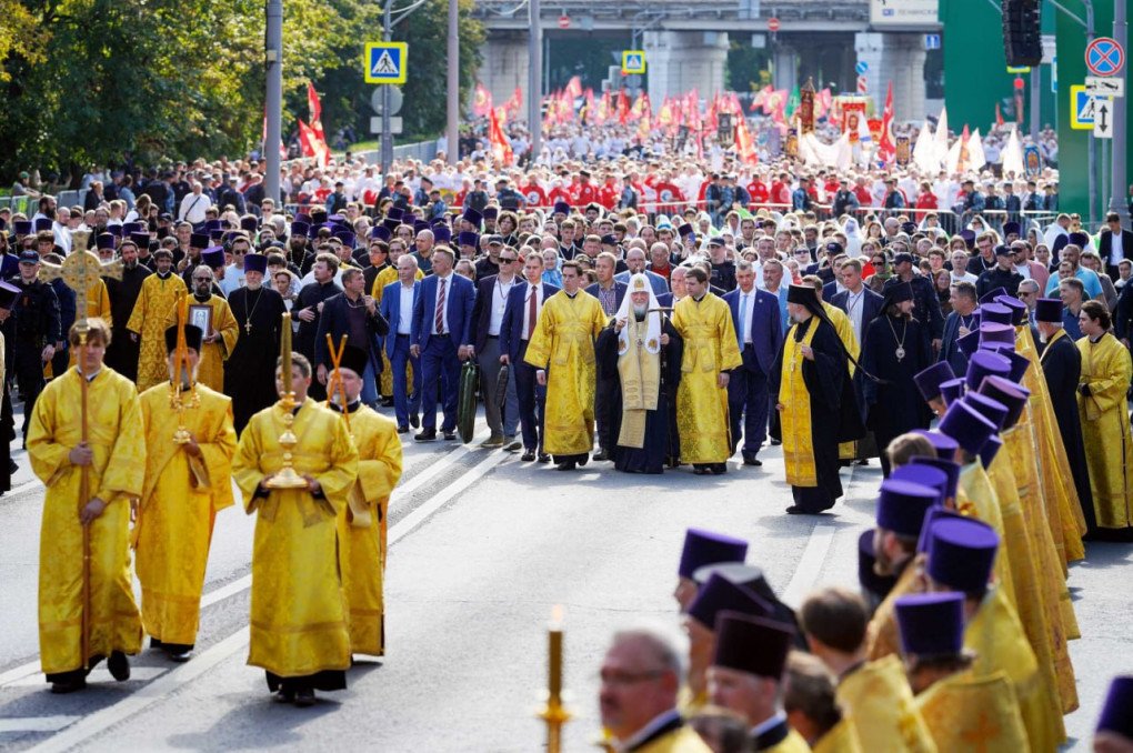 Russian Orthodox Patriarch Kirill leading the procession preceding the ISL Paladin conference (Source: ISL Paladin via Telegram) Russian Orthodox Patriarch Kirill leading the procession preceding the ISL Paladin conference (Source: ISL Paladin via Telegram)
