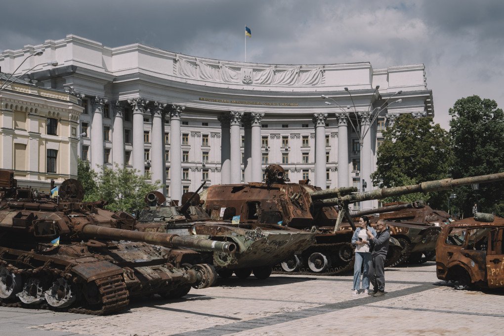 People walk by destroyed Russian military vehicles displayed downtown near Saint Michael's Golden-Domed Monastery on May 19, 2025 in Kyiv, Ukraine. (Source: Getty Images) People walk by destroyed Russian military vehicles displayed downtown near Saint Michael's Golden-Domed Monastery on May 19, 2025 in Kyiv, Ukraine. (Source: Getty Images)