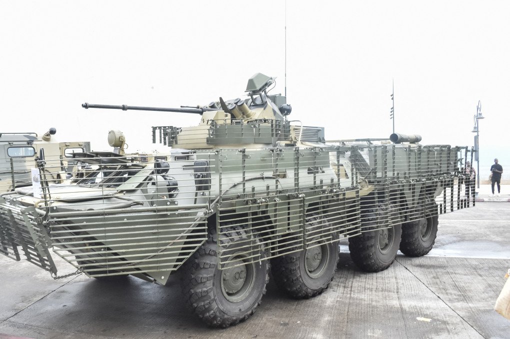 Russian BTR-82A stationed in Equatorial Guinea take part in demonstrations to mark the 80th anniversary of victory over Nazi Germany, in Malabo on May 9, 2025. (Source: Getty Images) Russian BTR-82A stationed in Equatorial Guinea take part in demonstrations to mark the 80th anniversary of victory over Nazi Germany, in Malabo on May 9, 2025. (Source: Getty Images)