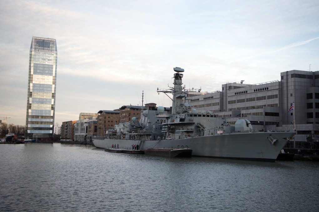 Photo of HMS St Albans moored in Canary Wharf in London, England. (Photo by Carl Court/Getty Images) HMS St Albans docked in London