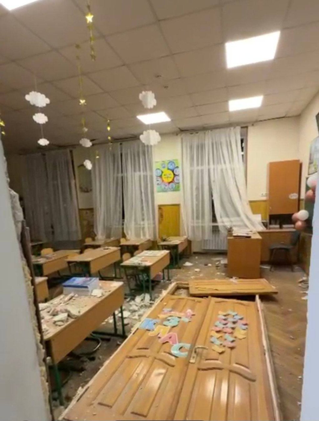 A damaged classroom at an educational institution in Odesa following a Russian aerial attack. (Source: Odesa City Military Administration) A damaged classroom at an educational institution in Odesa following a Russian aerial attack. (Source: Odesa City Military Administration)