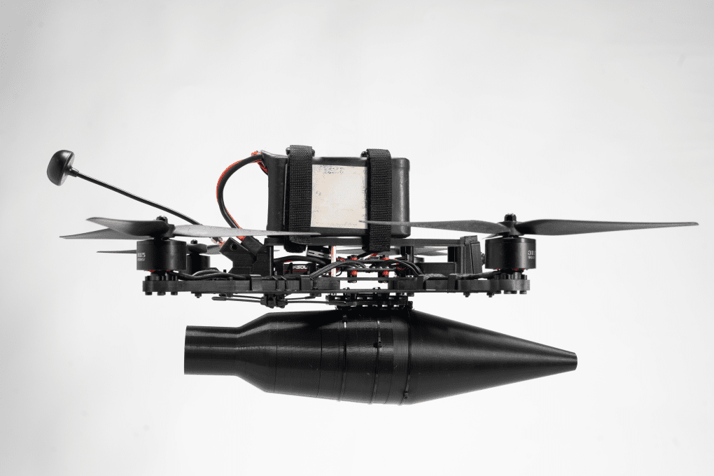 Ukrainian Lupynis-10-TFL-1 drone with a mock-up of the warhead. (Source: The Fourth Law) Ukrainian Lupynis-10-TFL-1 drone with a mock-up of the warhead. (Source: The Fourth Law)