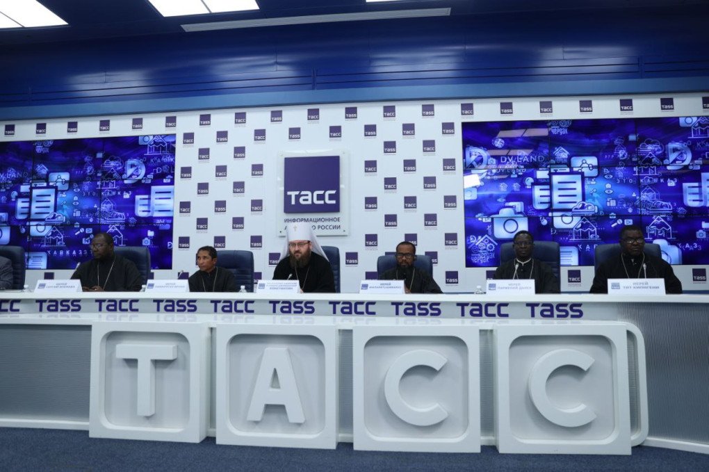 The Russian Orthodox Church holding a Russian-state media press conference with TASS (Source: The African Initiative)
