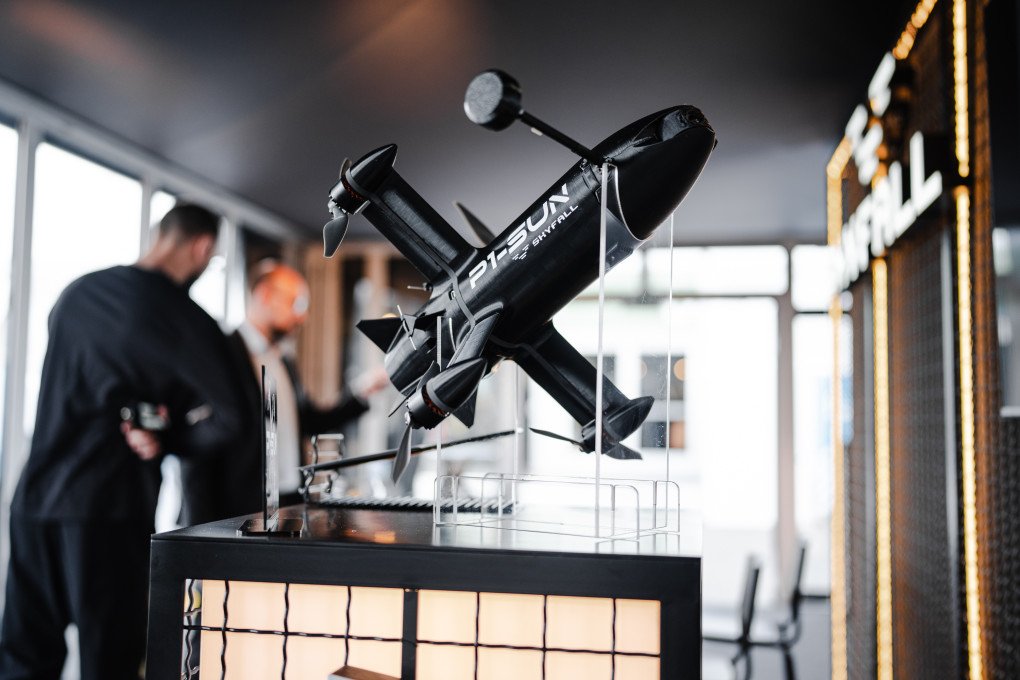 P1-SUN, a Ukrainian drone interceptor designed to counter attack drones at the ILA Berlin 2026. (Source: SkyFall)