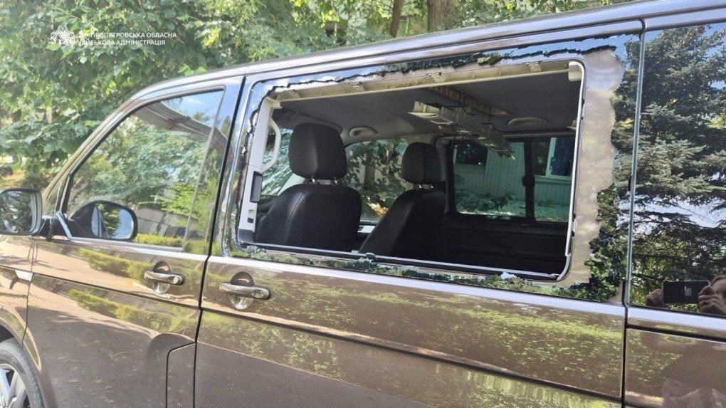 A vehicle with shattered windows near the site of a Russian strike in Dnipro on June 29. (Photo: Dnipropetrovsk Regional Military Administration)