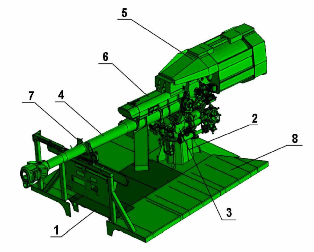 Design schematic of the MTS-15 “Clover” howitzer showing its main gun assembly and autoloader mechanism. (Source: Btvt.info)