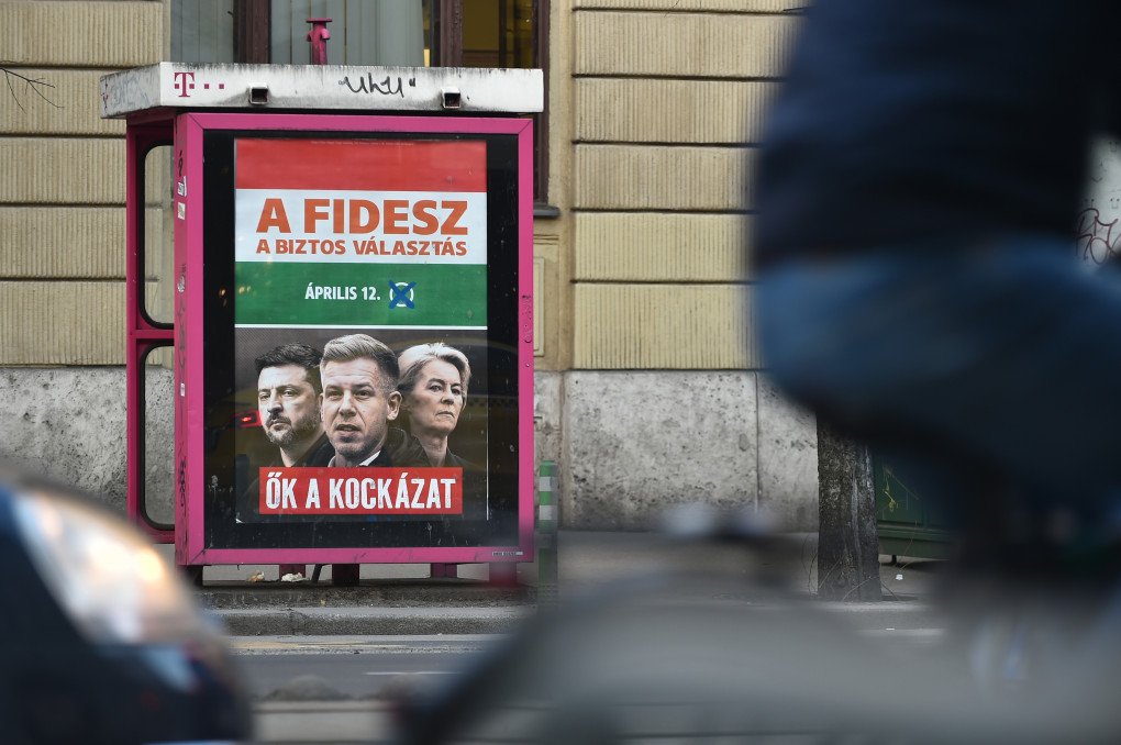 Campaign billboards across Hungary cast Ukraine and the EU as a threat.