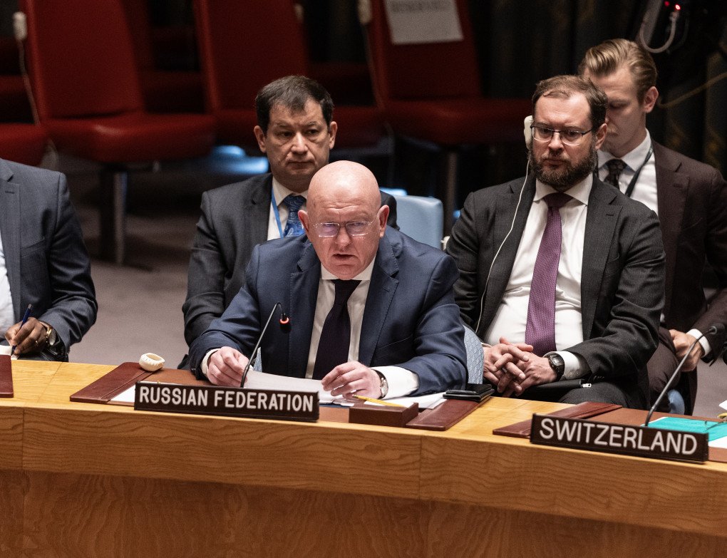 Ambassador of Russia Vassily Nebenzia speaks at the Security Council meeting on Maintenance of peace and security of Ukraine at UN Headquarters in New York, United States, June 23, 2023. Photo by Lev Radin/Pacific Press/LightRocket via Getty Images