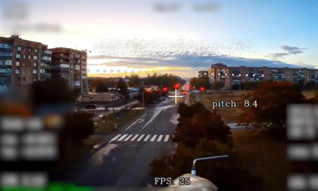 A screen shot of from a video reportedly retrieved from the fiber-optic drone that was flying over Kramatorsk, Donetsk region, Ukraine. Source: Sternenko/X.