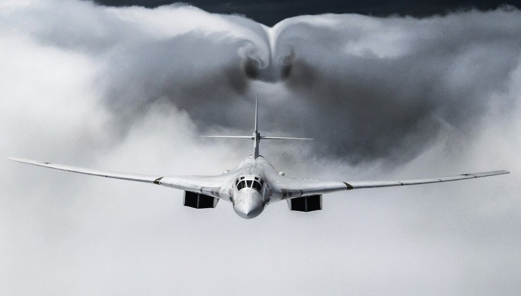 A Tupolev Tu-160 strategic bomber during a flypast over Moscow during a Victory Day military parade on June 24, 2020, in Moscow, Russia. (Source: Getty Images) A Tupolev Tu-160 strategic bomber during a flypast over Moscow during a Victory Day military parade on June 24, 2020, in Moscow, Russia. (Source: Getty Images)