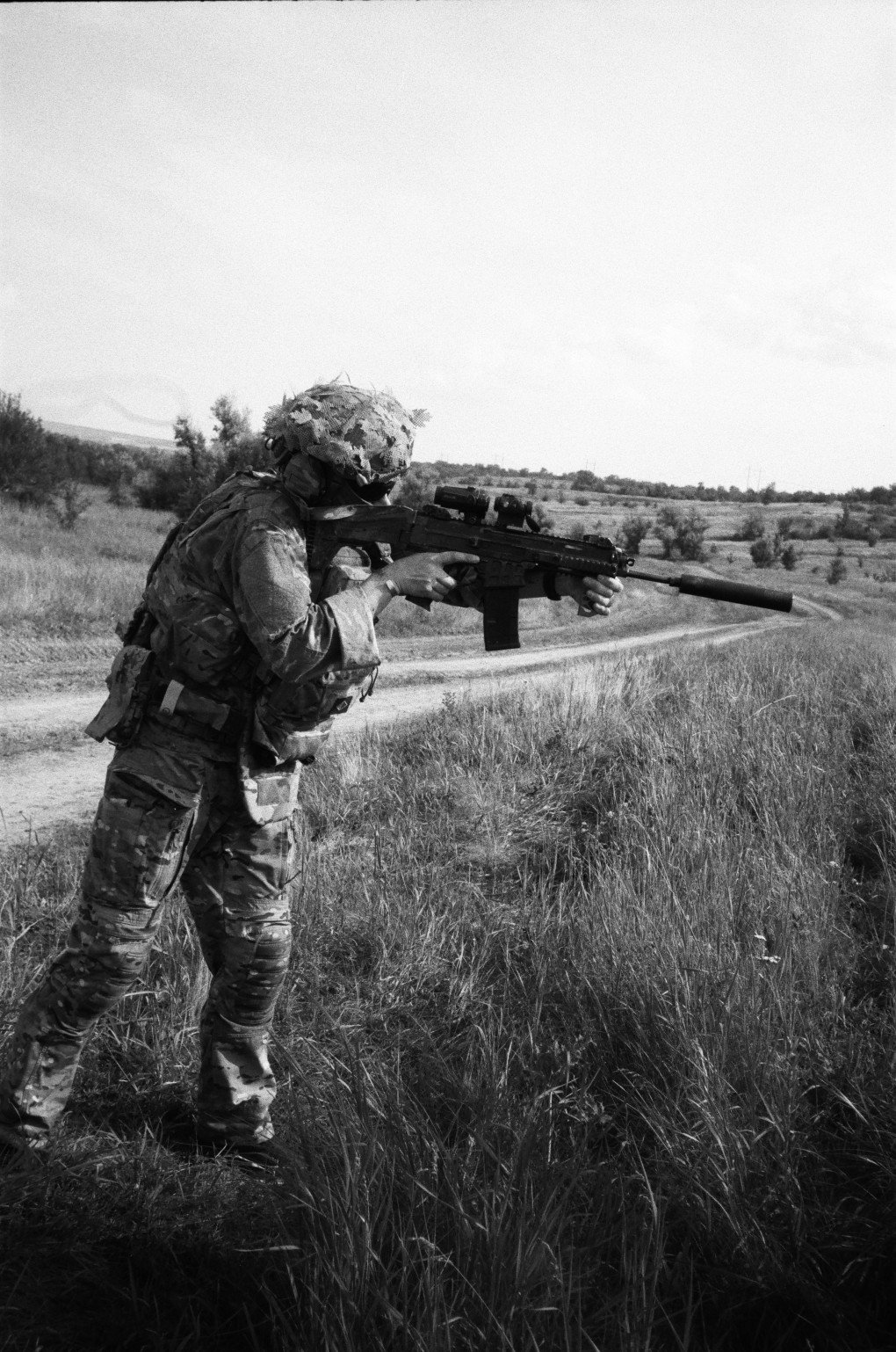 "Snake" combat medic practicing fire support.