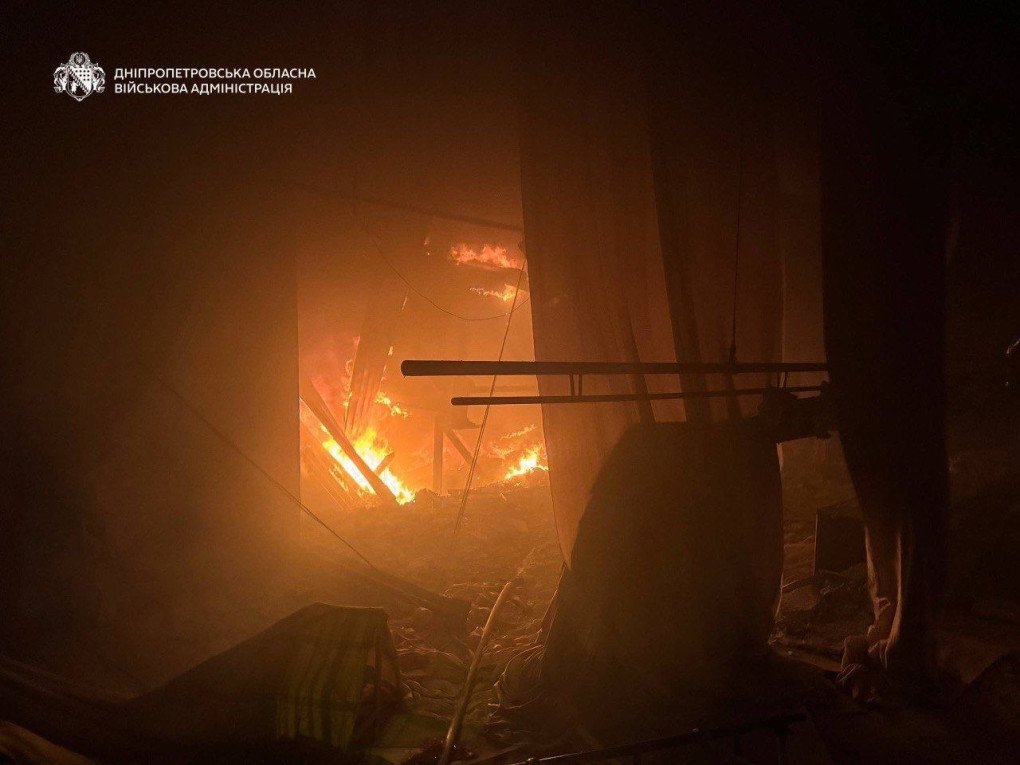 A view of the fire aftermath following the Russian strike in the Dnipro region. (Source: Dnipropetrovsk regional military administration) A view of the fire aftermath following the Russian strike in the Dnipro region. (Source: Dnipropetrovsk regional military administration)