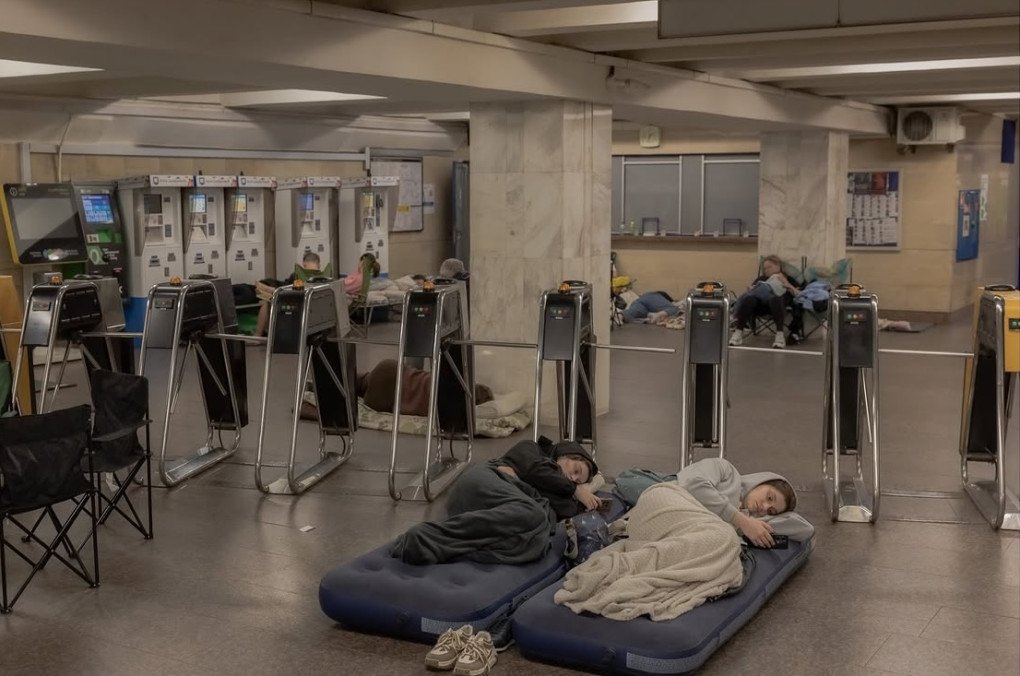 Residents shelter overnight inside a metro station during a Russian aerial attack. (Source: Roman Pilipey/Instagram) Residents shelter overnight inside a metro station during a Russian aerial attack. (Source: Roman Pilipey/Instagram)