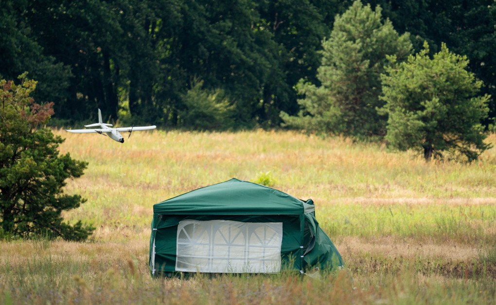 DEVIRO’s Palytsya prototype strike drone during the Demo Day TFUA exhibition, July 15, 2026. (Source: DEVIRO) DEVIRO’s Palytsya prototype strike drone during the Demo Day TFUA exhibition, July 15, 2026.