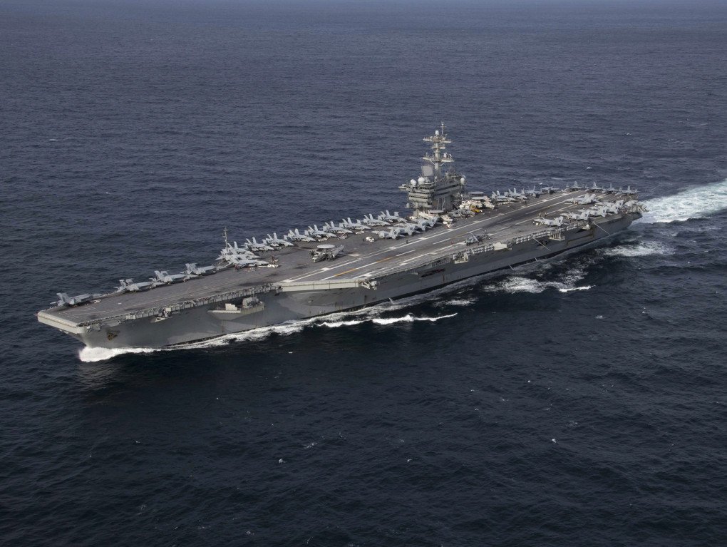 The US Navy aircraft carrier USS Abraham Lincoln (CVN-72) in the Atlantic Ocean during a strait transit exercise on 30 January 2019. (Source: Wikimedia)