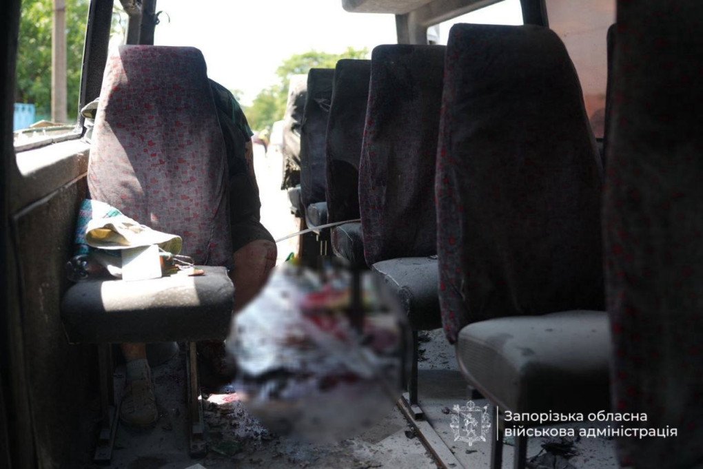 The aftermath of Russian attack on a passenger minibus in the city of Zaporizhzhia on June 26, 2026. (Source: Zaporizhzhia Regional Military Administration)