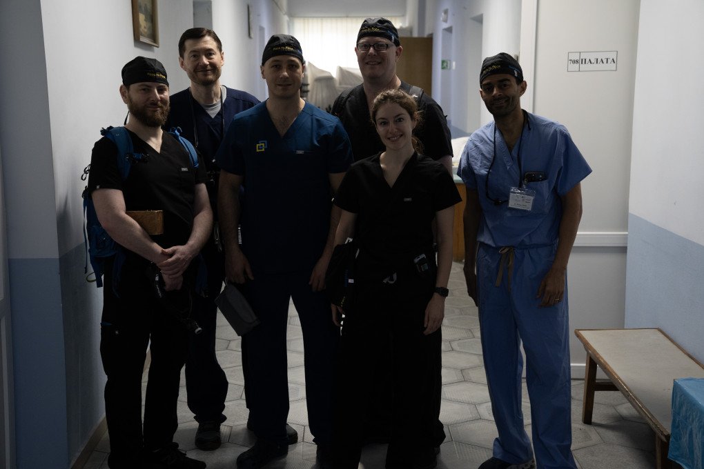 Members of the Ukrainian Medical Mission “Face to Face” team at a hospital in Lviv. Back row, from left to right: Dr Boris Chernobilsky, Dr Greg Mashkevich, Dr. Vitaliy Panchenko, Dr Ryan Winters, Dr. Shaun Desai. Front: Dr. Ivanka Nebor. Photo: Josh Olley Members of the Ukrainian Medical Mission “Face to Face” team at a hospital in Lviv. Back row, from left to right: Dr Boris Chernobilsky, Dr Greg Mashkevich, Dr. Vitaliy Panchenko, Dr Ryan Winters, Dr. Shaun Desai. Front: Dr. Ivanka Nebor. Photo: Josh Olley