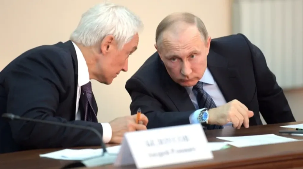 Russian Defense Minister Andrei Belousov and Russian leader Vladimir Putin during a meeting in Moscow. (Photo: Kremlin’s Press Service)