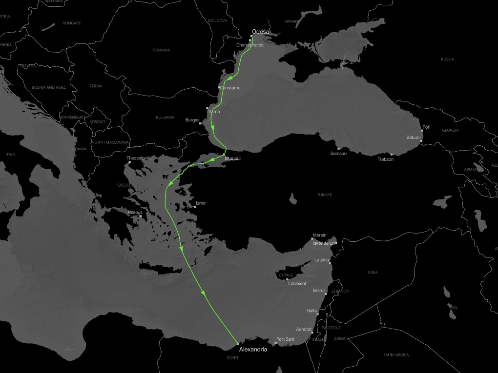 Map of Odesa ship route. (Illustration: UNITED24 Media) Map of Odesa ship route. (Illustration: UNITED24 Media)