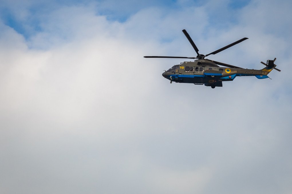 Airbus H225 helicopter flies over the city during the rehearsal for the air parade marking the 30th anniversary of Ukraine’s independence on August 18, 2021, in Kyiv, Ukraine. (Source: Getty Images) Airbus H225 helicopter flies over the city during the rehearsal for the air parade marking the 30th anniversary of Ukraine’s independence on August 18, 2021, in Kyiv, Ukraine. (Source: Getty Images)
