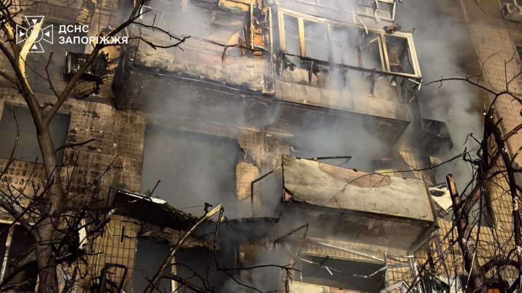 A residential building damaged following a Russian attack on Zaporizhzhia. (Source: State Emergency Service of Ukraine)