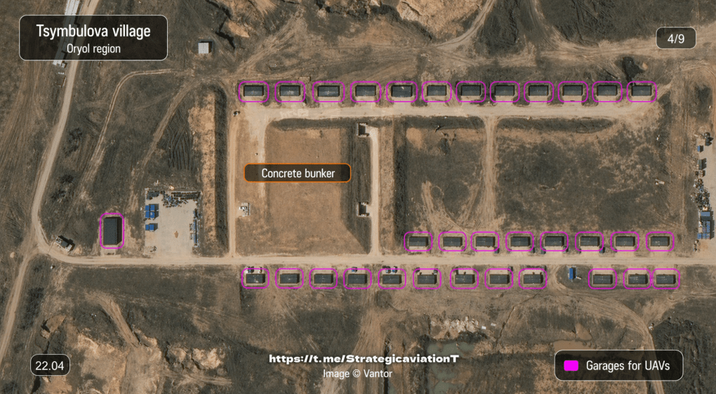 Tsymbulova launch point of Russian jet-powered Geran drones, April 22, 2026. (Source: StrategicaviationT/Telegram)