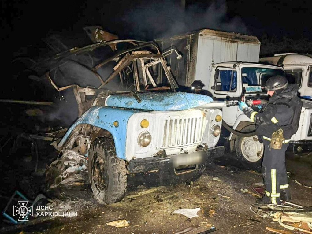 Consecuencias de un ataque con drones rusos en la región de Kharkiv, 12 de mayo de 2026. (Fuente: SES)