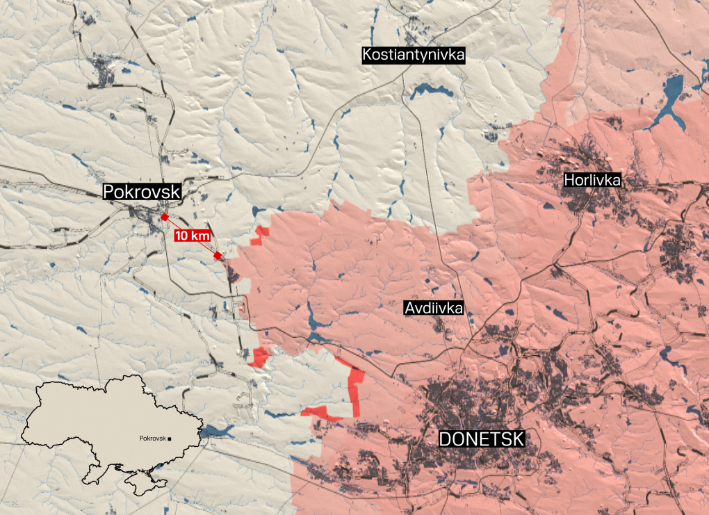 Russian troops are within 10 kilometers from the city of Pokrovsk. Russian troops are within 10 kilometers from the city of Pokrovsk.