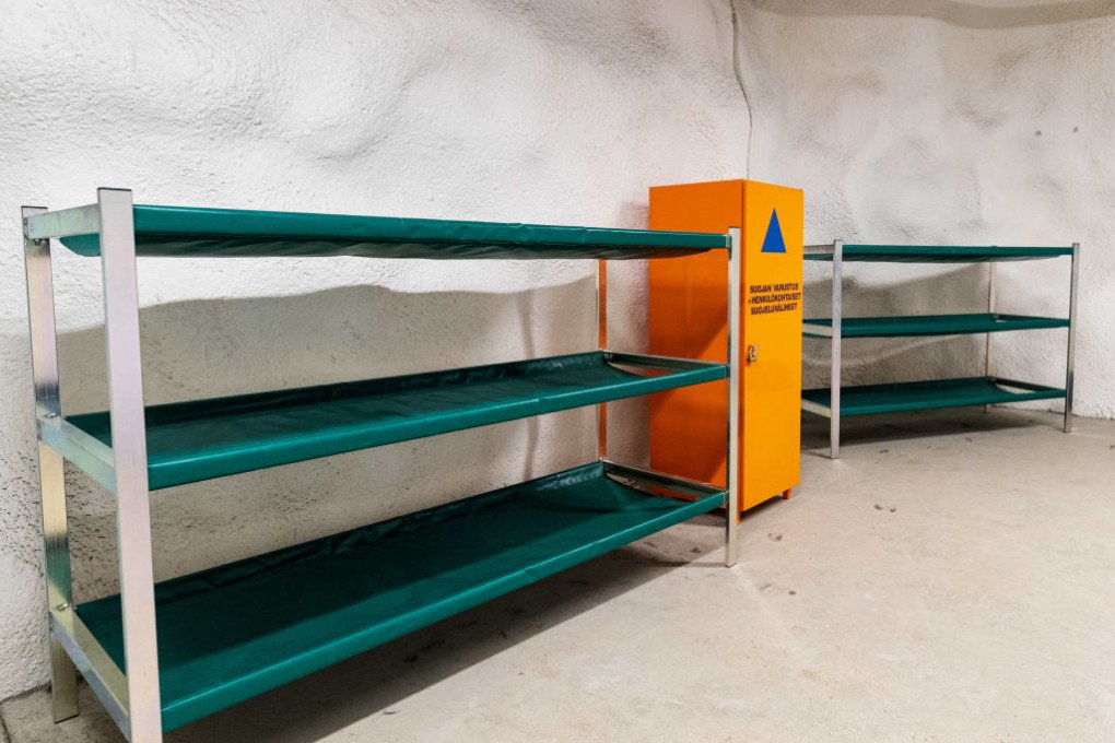 Bunk beds during a media tour in the Merihaka underground civil defense shelter in Helsinki, Finland, on April 25, 2022. (Source: Getty Images) Bunk beds during a media tour in the Merihaka underground civil defense shelter in Helsinki, Finland, on April 25, 2022. (Source: Getty Images)