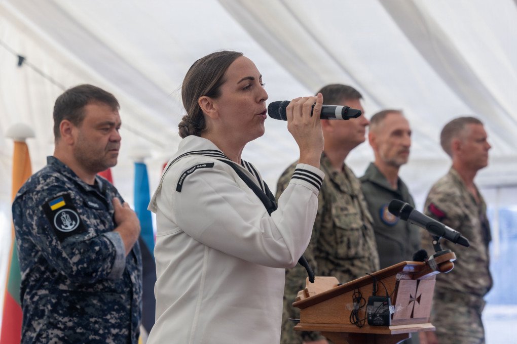 Singer sang Ukraine’s national anthem during the opening ceremony of the Sea Breeze 26 in Portland, England, July 13, 2026. (Source: U.S. Navy photo by Mass Communication Specialist 1st Class Cameron C. Edy) Singer sang Ukraine’s national anthem during the opening ceremony of the Sea Breeze 26 in Portland, England, July 13, 2026. (Source: U.S. Navy photo by Mass Communication Specialist 1st Class Cameron C. Edy)