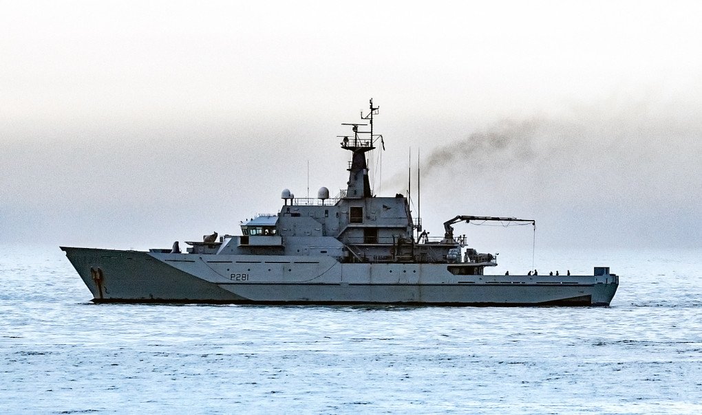 HMS Tyne on patrol in the English Channel on April 19, 2022. (Source: Getty Images)