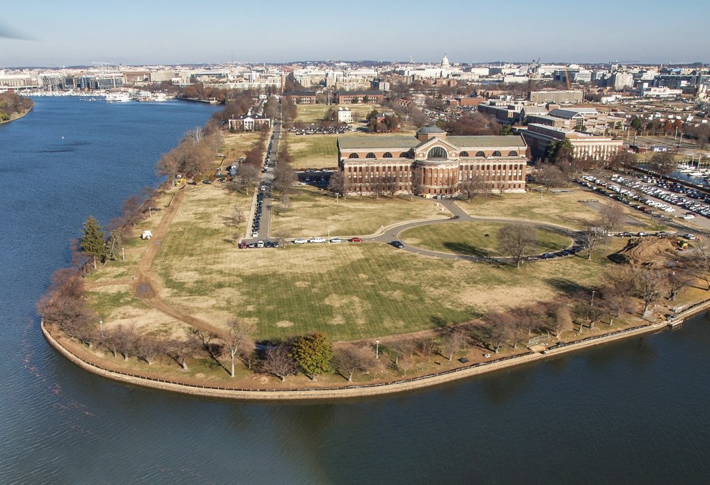 Aerial view looking north at Fort Lesley J. McNair in Washington, DC, in the United States. (Source: Wikimedia)