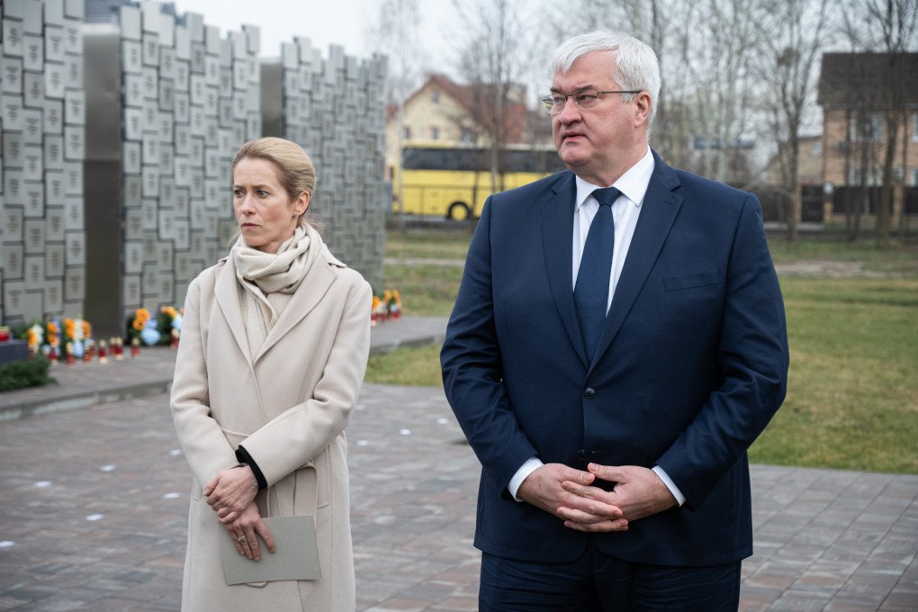 Kaja Kallas Andrii Sybiha Bucha commemorative event Kyiv region press EU High Representative Ukraine Foreign Minister