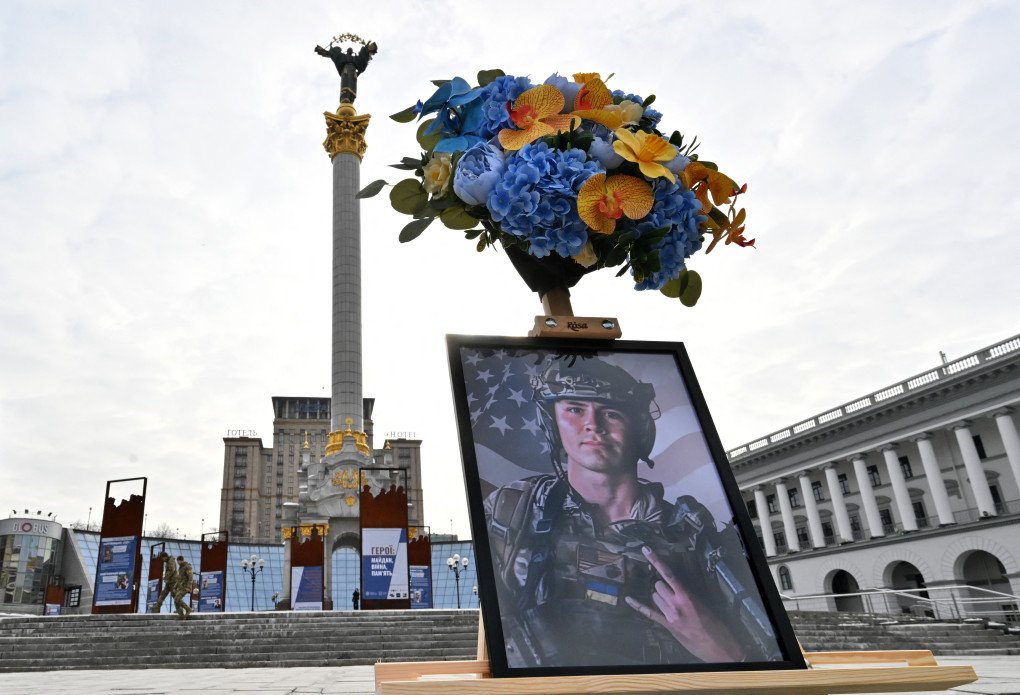 A portrait of Ethan Hertweck, 21, a US Marine Corps veteran who was serving as a combat medic in Ukraine. (Photo by SERGEI SUPINSKY/AFP via Getty Images) A portrait of Ethan Hertweck, 21, a US Marine Corps veteran who was serving as a combat medic in Ukraine. (Photo by SERGEI SUPINSKY/AFP via Getty Images)