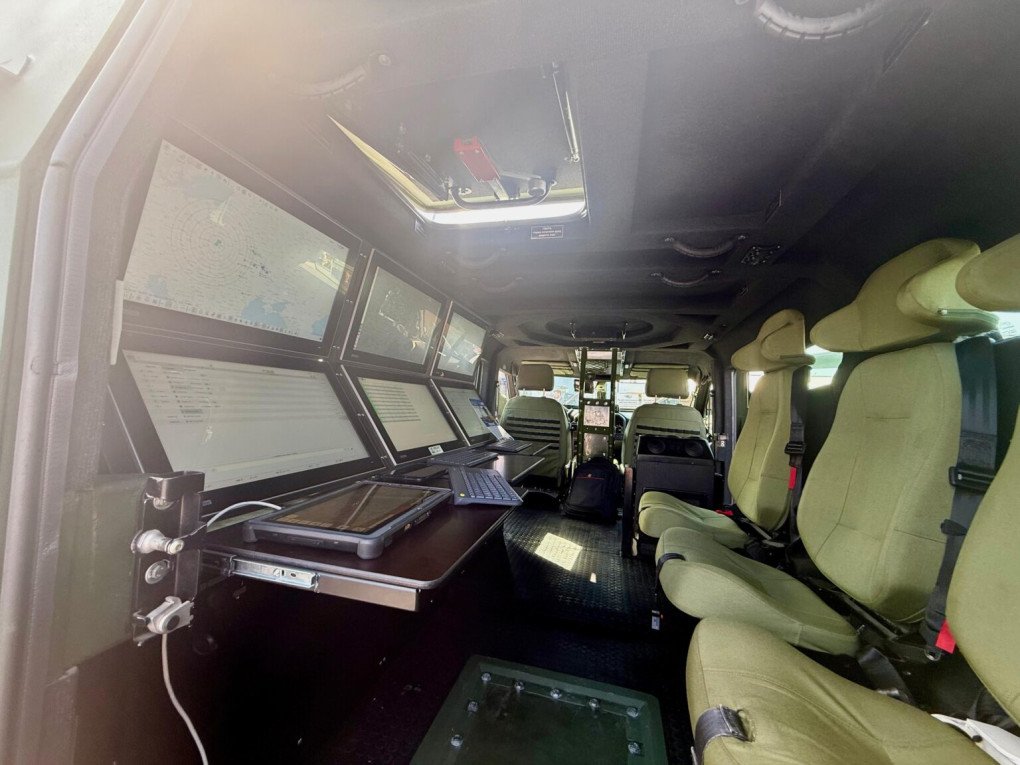 Interior of the command-and-control vehicle designed to improve battlefield coordination of air defense forces, Novator 2 Krechet, during an MSPO international defense exhibition in Poland, September 2025. (Source: Ukrainian Armor) Interior of the command-and-control vehicle designed to improve battlefield coordination of air defense forces, Novator 2 Krechet, during an MSPO international defense exhibition in Poland, September 2025. (Source: Ukrainian Armor)