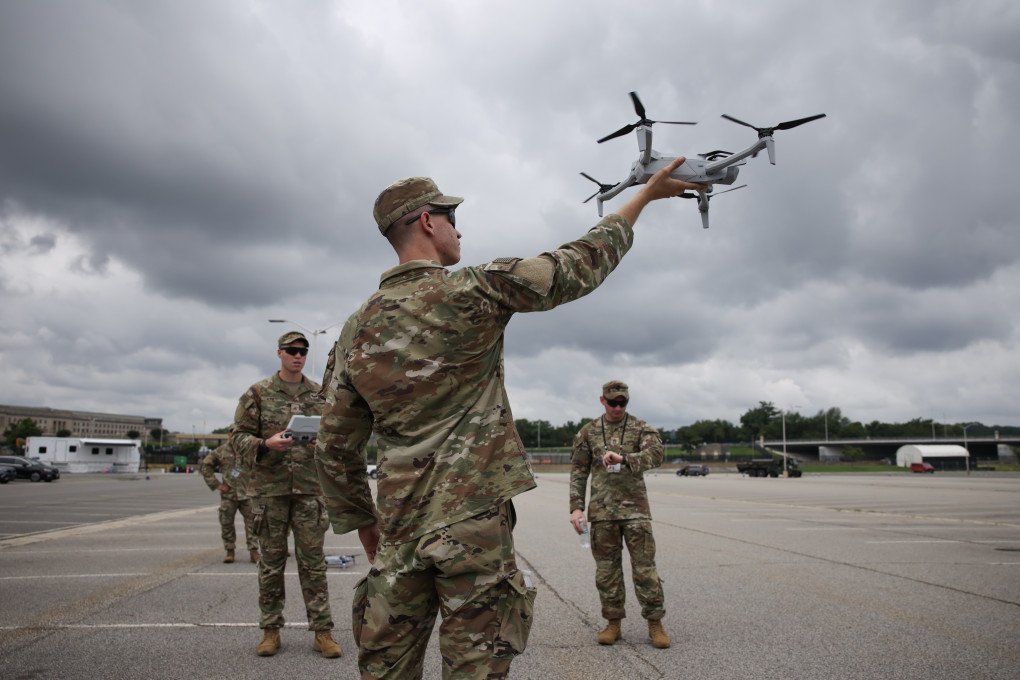 A soldier holds a drone in the Pentagon parking lot on June 14, 2025, in Arlington, Virginia. (Source: Getty Images) A soldier holds a drone in the Pentagon parking lot on June 14, 2025, in Arlington, Virginia. (Source: Getty Images)