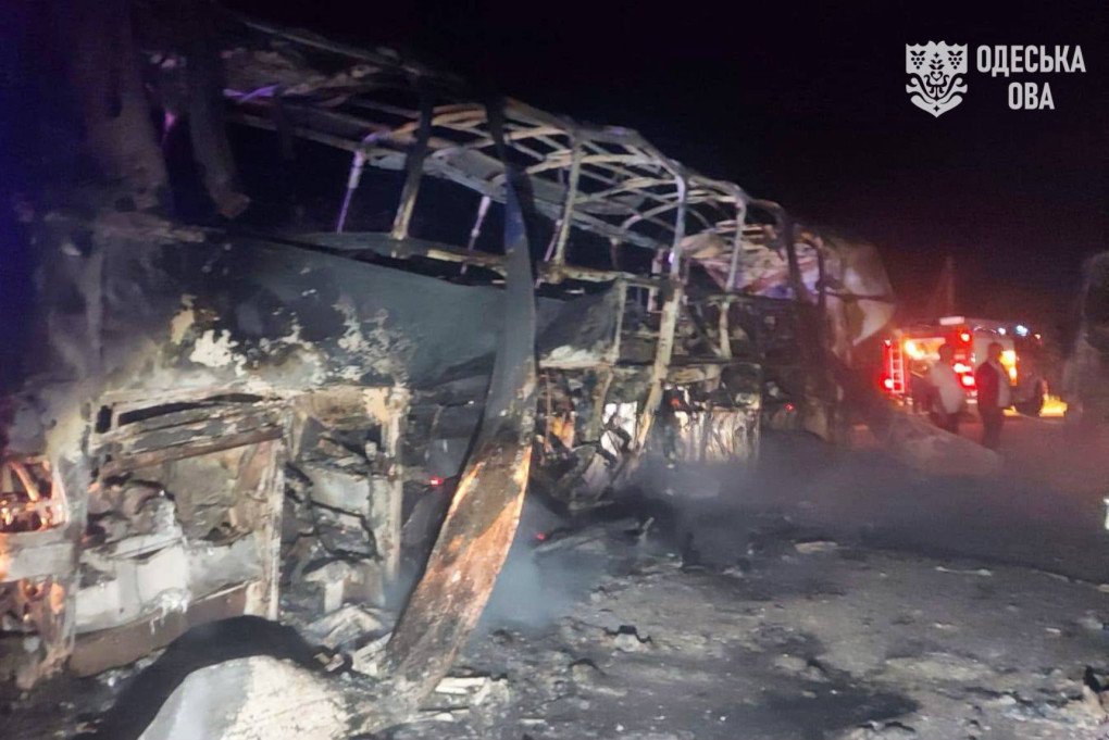 A bus destroyed in a Russian attack on the Starokozache border crossing in Ukraine’s Odesa region overnight on September 9, 2026. (Source: Odesa Regional Military Administration) A bus destroyed in a Russian attack on the Starokozache border crossing in Ukraine’s Odesa region overnight on September 9, 2026. (Source: Odesa Regional Military Administration)