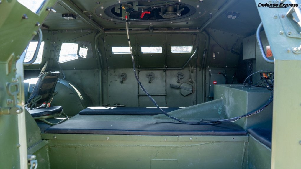 Troop compartment inside the BRDM-2M, configured for transport and evacuation missions. (Source: Defense Express)