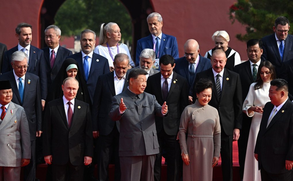 World leaders pose for a group photo at the Great Hall of the People after China’s military parade marking the 80th anniversary of the end of World War II, September 3, 2025. (Source: Getty Images)