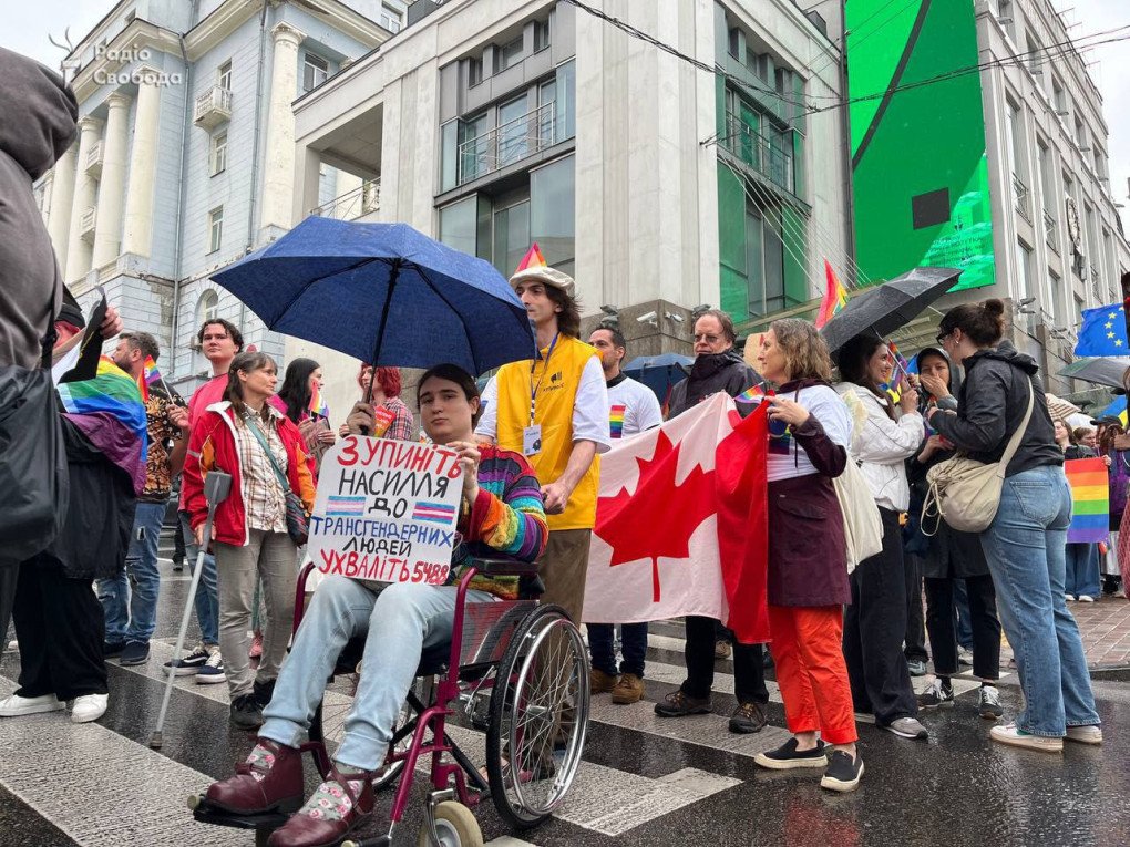 Kyiv Pride participants in Kyiv on June 16. (Source: Radio Svoboda)