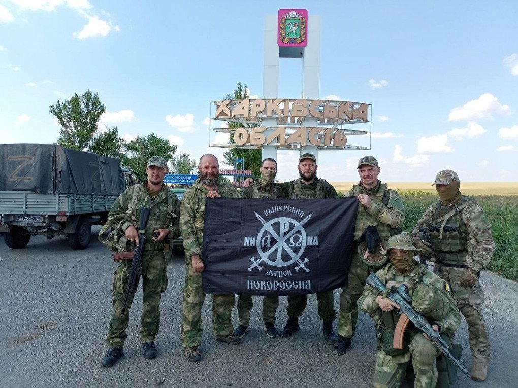 Russian Imperial Movement in Ukraine’s temporarily occupied region of Kharkiv, from a post promoting their unit and recruitment. (Source: Russian Imperial Movement via Telegram)
