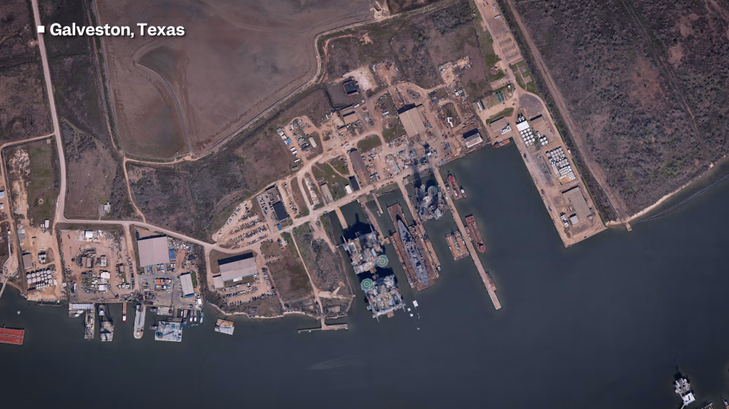 Satellite view of a shipyard in Galveston, Texas, set to be converted for icebreaker production. (Source: Business Insider, Google) Satellite view of a shipyard in Galveston, Texas, set to be converted for icebreaker production. (Source: Business Insider, Google)