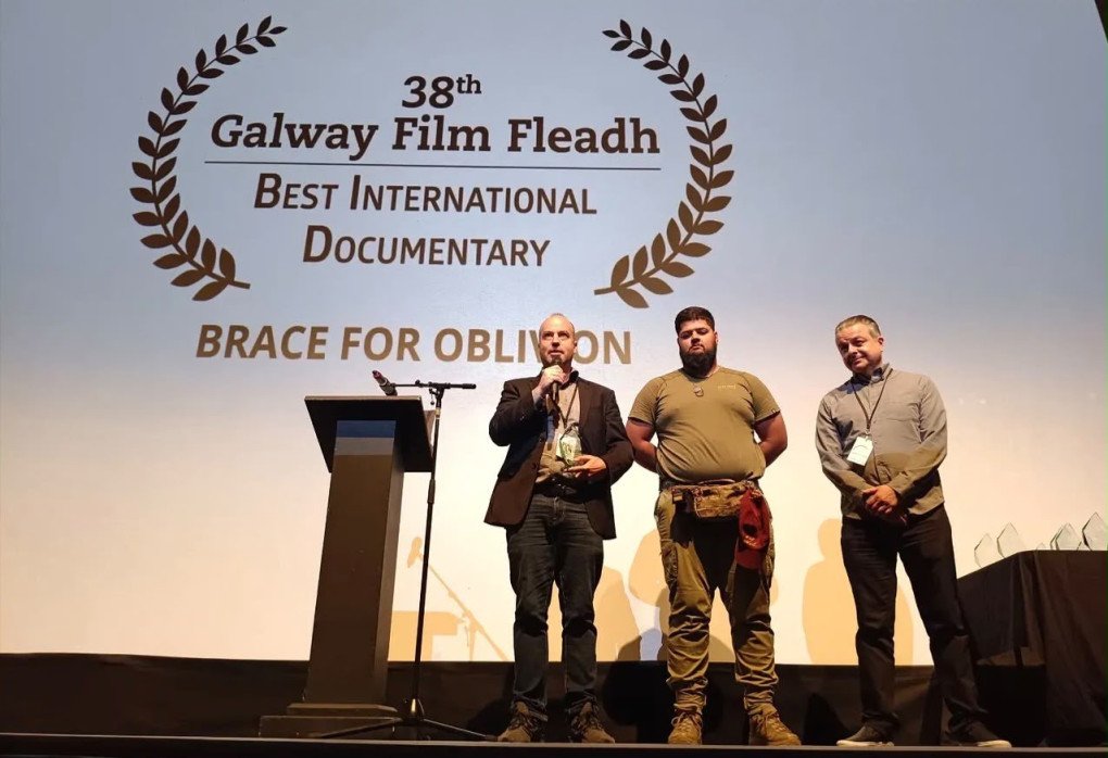 Brace for Oblivion at the Galway Film Fleadh on July 10, 2026, where it won Best International Documentary. (Photo courtesy of Xackery Irving)