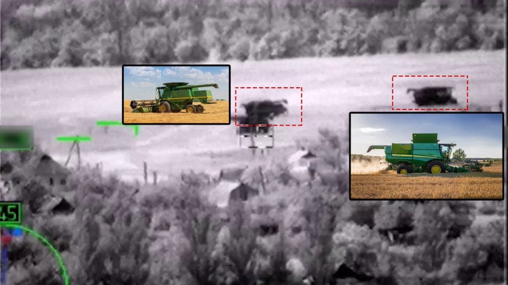 Ukrainian agricultural vehicles, targeted by the Russian Ka-52 helicopters, they mistook for Leopard tanks. (Source: Militarny) Ukrainian agricultural vehicles, targeted by the Russian Ka-52 helicopters, they mistook for Leopard tanks. (Source: Militarny)