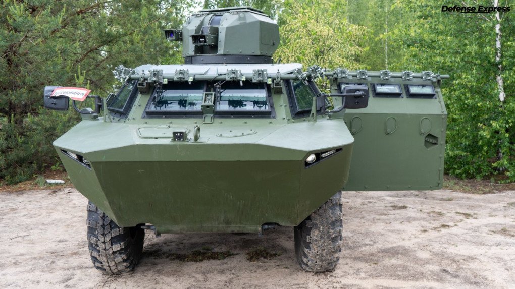 Front view of the BRDM-2M showing its redesigned hull and upgraded observation systems. (Source: Defense Express)