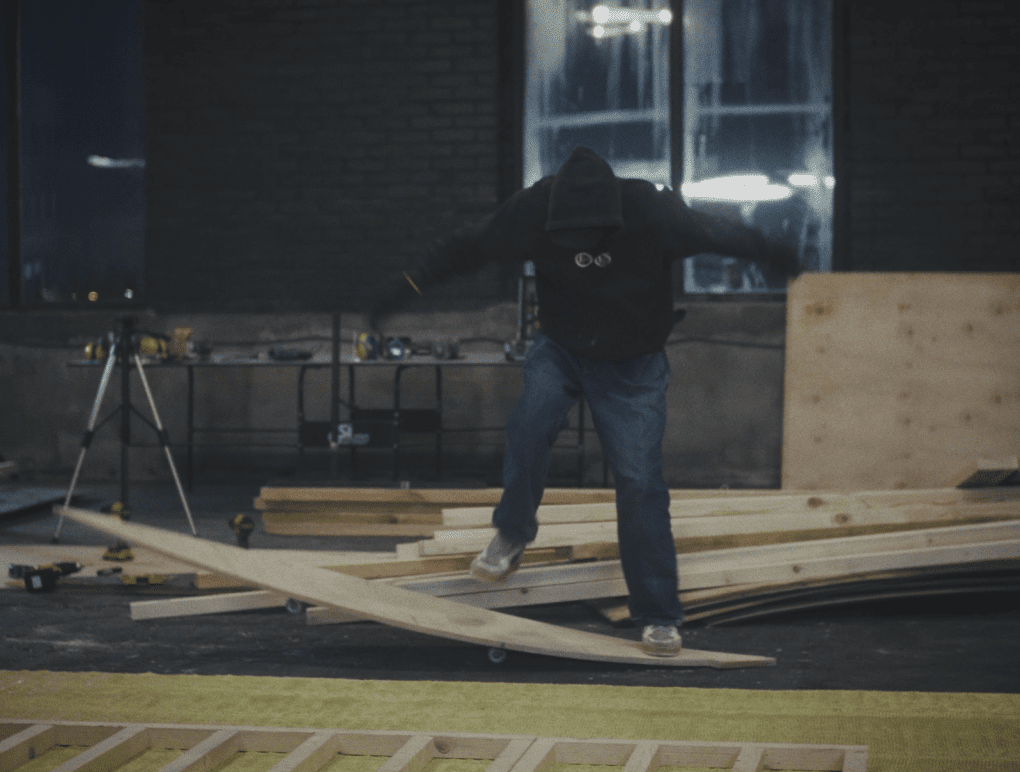 A skateboarder tests a ramp during the construction of Krytka indoor skatepark in Okhtyrka, Ukraine. (Source: NGO Street Cultures Development Center) A skateboarder tests a ramp during the construction of Krytka indoor skatepark in Okhtyrka, Ukraine. (Source: NGO Street Cultures Development Center)