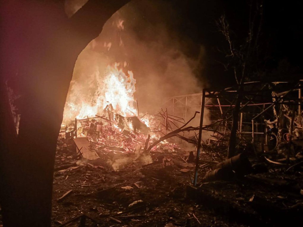 Aftermath of a Russian drone strike on Kyiv, August 8, 2025. (Source: Mykola Kalashnyk/Telegram) Aftermath of a Russian drone strike on Kyiv, August 8, 2025. (Source: Mykola Kalashnyk/Telegram)