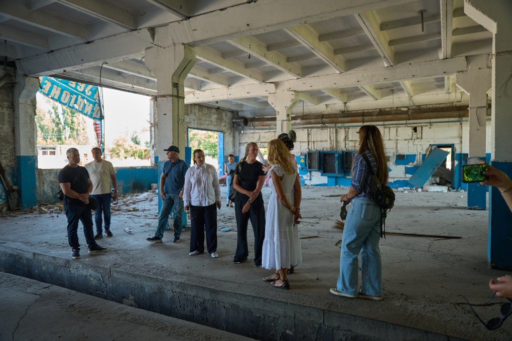 The facility staff shows Jannicke Mikkelsen the buildings where civilians were working at the time of the April 2, 2025 strike, Kryvyi Rih, Ukraine, August 2026. Photo by Mykyta Shandyba/UNITED24 Media The facility staff shows Jannicke Mikkelsen the buildings where civilians were working at the time of the April 2, 2025 strike, Kryvyi Rih, Ukraine, August 2026. Photo by Mykyta Shandyba/UNITED24 Media