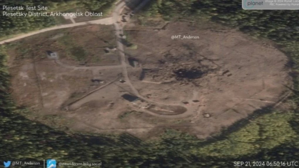 Aftermath of the Sarmat ICBM explosion at Plesetsk Cosmodrome in autumn 2024.